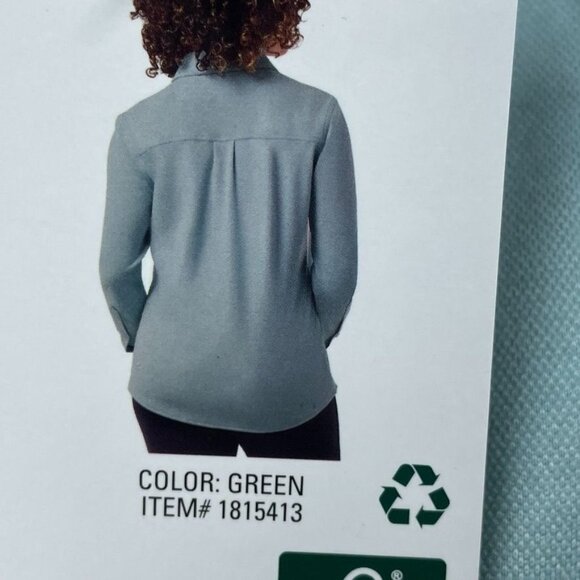 32 Degrees Heat Womens Long Sleeve Button-Up Shirt Large Green d0466 - Picture 4 of 9